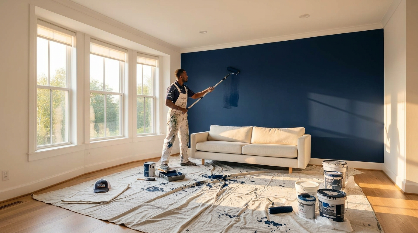 Freshly painted modern living room interior in Flint, MI